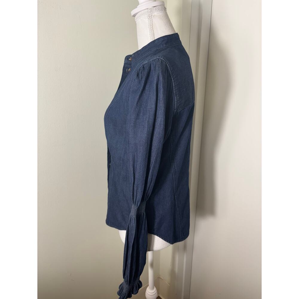 Veronica Beard Dark Blue Long Sleeve Cotton Button Up Shirt Sz 4 - Picture 2 of 3